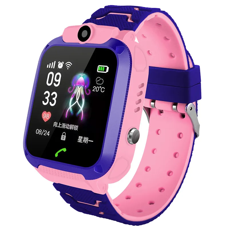 ORIGINAL Q12 Kids Smart Watches LBS SOS SOS EMPLAVE SMARTWATCH pour Kid ANTI-Lost Support Card Sim Compatible pour Android IOS Téléphone avec boîte de vente au détail