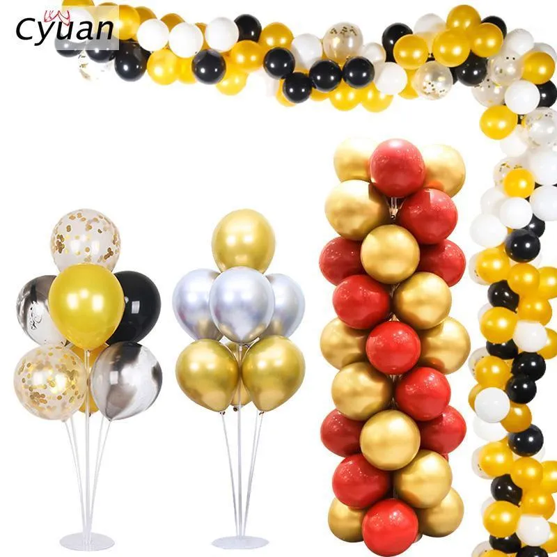 Decorazione del partito Cyuan 7 tubi Palloncini Palloncini Holder Column Stand Clear Plastic Balloon Balloon Decorazioni Birthday Bambini Ghirland da sposa