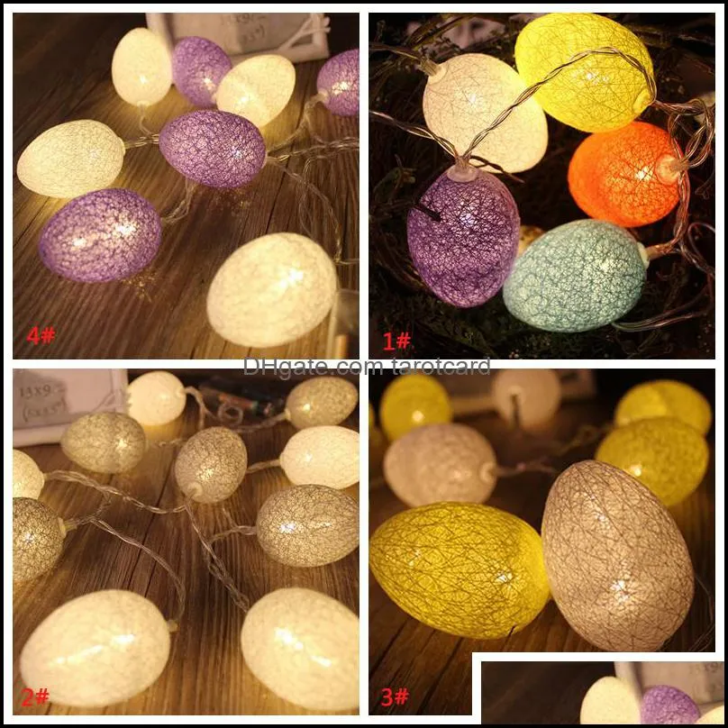 Battery Powered Easter LED Cotton Eggs Light String Colorful LED Easter Egg String Lights Wedding Party Xmas Decoration 5 Length