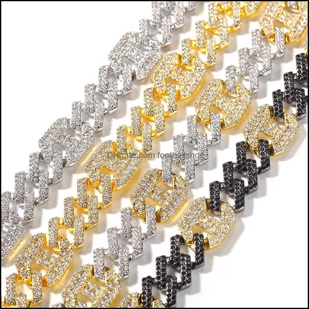UWIN New 17mm Men Women Two-tone Gold & Black Bracelets For Men Women Fashion Hiphop Jewelry Prong Bracelet Y1130