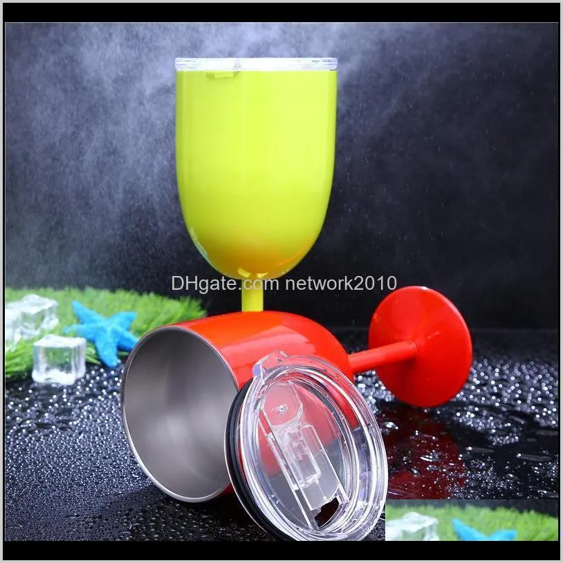 10oz 300ml vacuum stainless steel cocktail glass wine creative modern winecup durable glass goblet with lid cocktail party cup