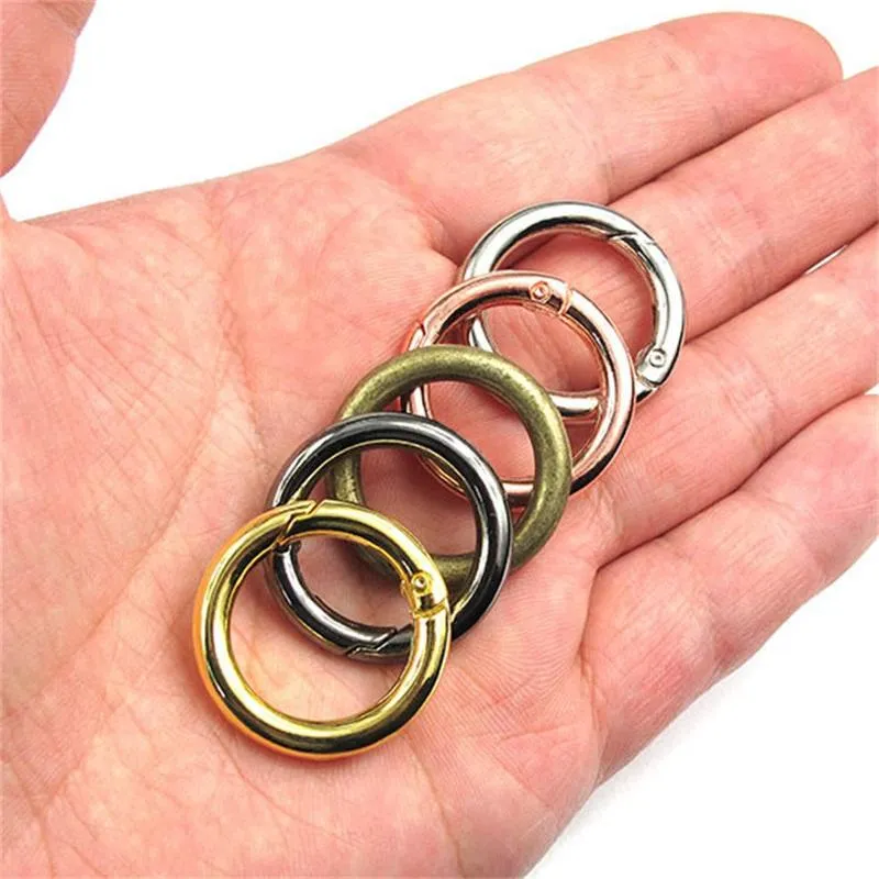 Metal Spring Clasps O Ring Openable Round Carabiner Keychain Bag Clip Hook Dog Chain Buckle Connector For DIY Jewelry Making