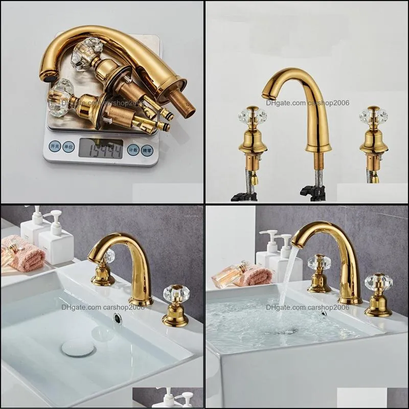 Bathroom Sink Faucets Brushed Gold Retro Short Style And Cold Basin Faucet1