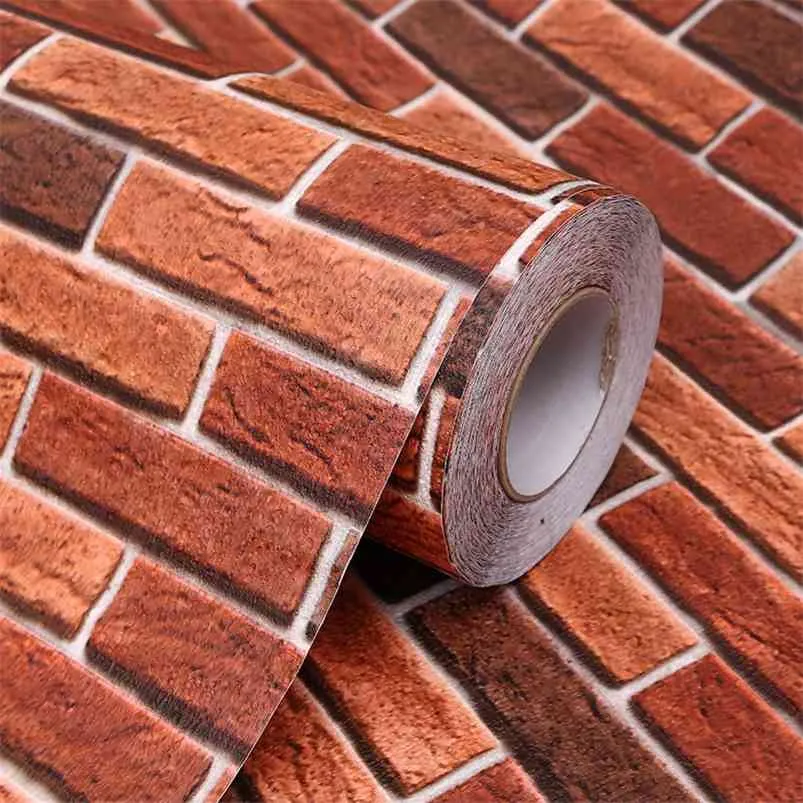 Thickened 3d stereo brick pattern wallpaper self-adhesive waterproof wall sticker self-adhesive paper 210722