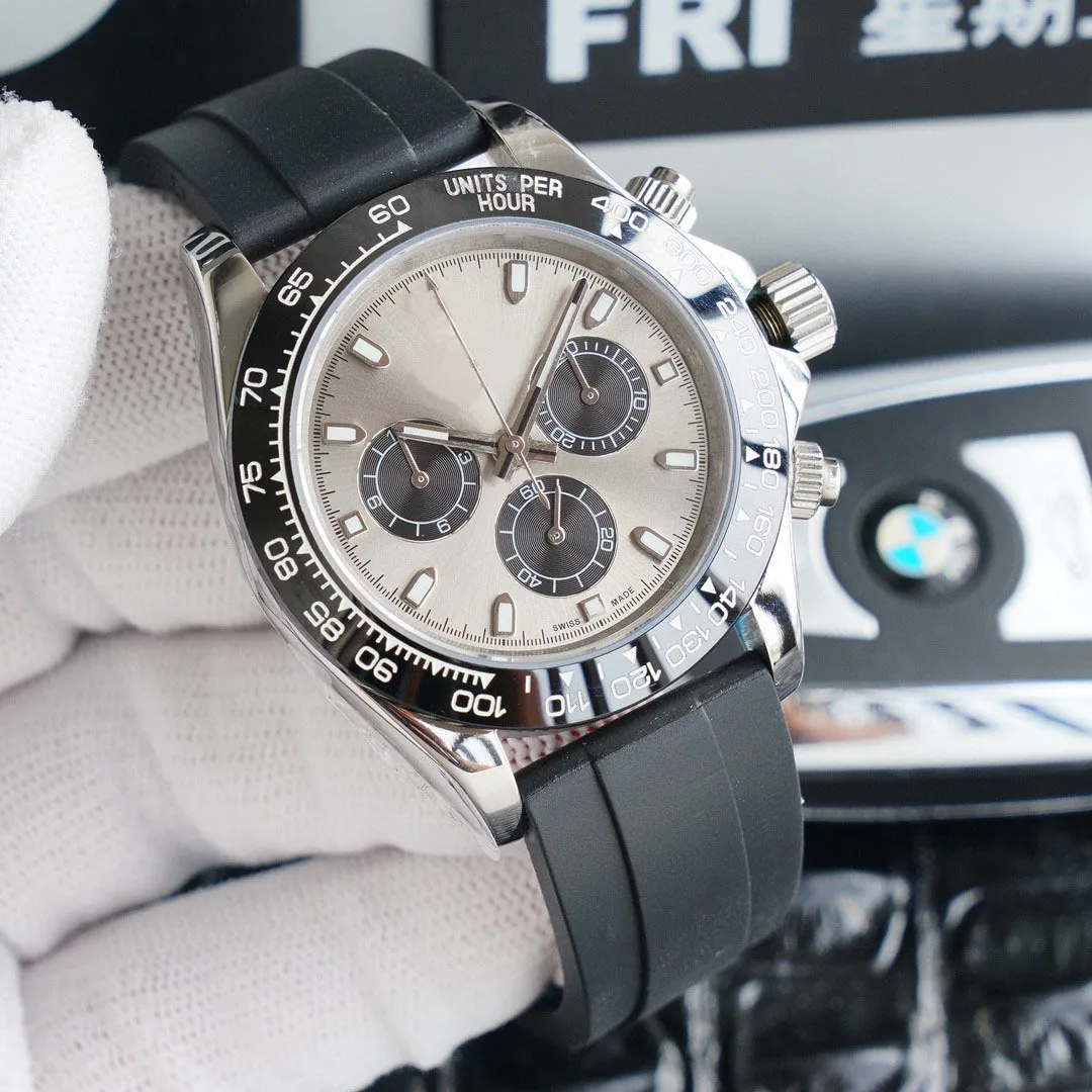 WATCHSC-U1 41mm Automatyczne mechaniczne męskie zegarek z pudełkiem ze stali nierdzewnej Multi-Dial Wodoodporna Luminous Klasyczny hojny gumowy pasek regulowane zegarki