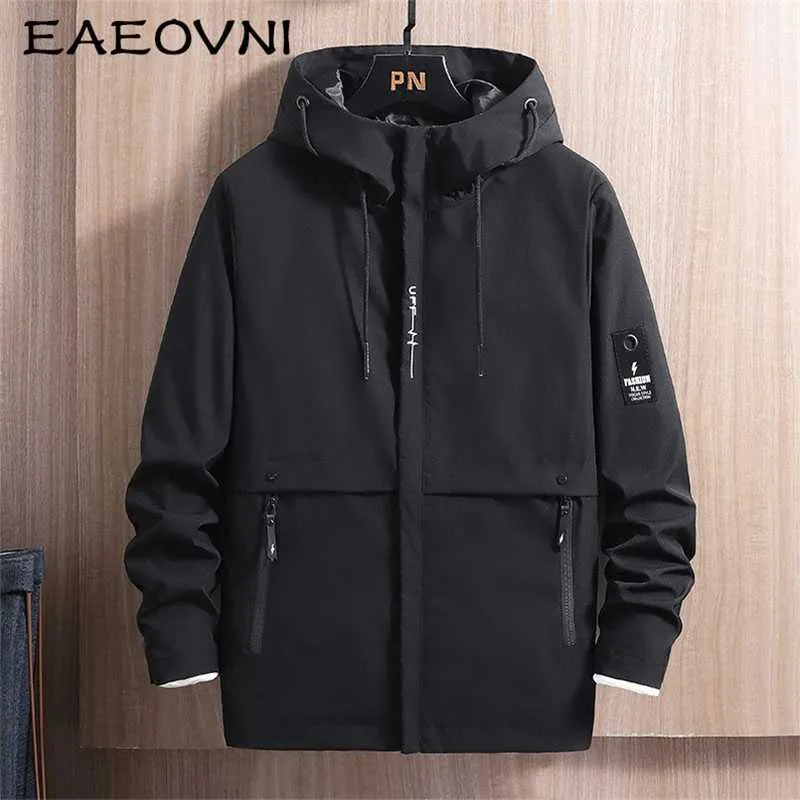 EAEOVNI, chaqueta con capucha para hombre, Otoño Invierno, sudadera informal con capucha, Color sólido, chaquetas para hombre, ropa de calle japonesa de manga larga, ropa para hombre 210927