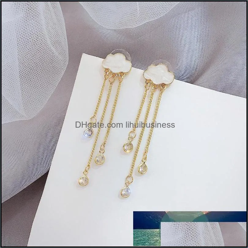 Creative Geometry Emulational Clouds Heavy Rain Earrings Temperamental Fashion Simulated-pearl Long Alloy Tassel Earrings