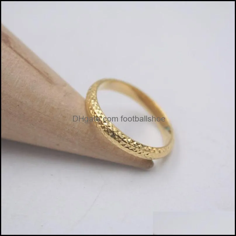 Pure Solid 18k Yellow Gold Ring Women Luck Full Star Band Ring 2.5mmW 0.7-1g US5-9 Y1124