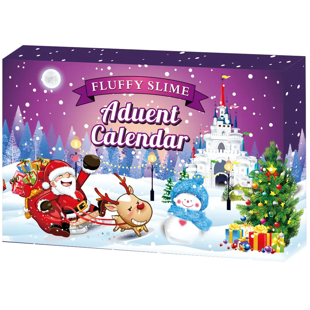 24 stks/set Speelgoed Kerst Slime Adventskalender Countdown Blind Doos Verrassing Sloop en DIY Decompressie Speelgoed Vent Squeeze Kauwgom Kristal Modder Party Nieuwigheid