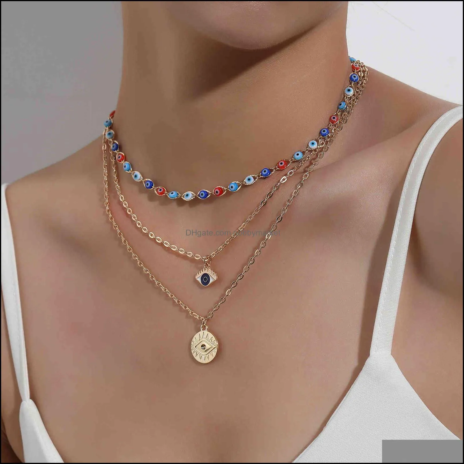 Jewelry New multi-layer devil`s Pendant women`s fashion exaggerated trend Eye Necklace