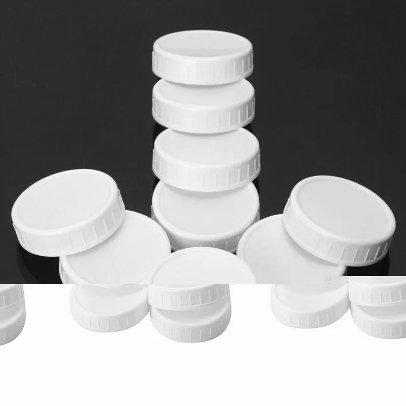 Kitchen Storage & Organization 20Pcs Plastic Caps Lids Ribbed For 70Mm/86Mm Standard Regular Mouth Mason Jar Bottle