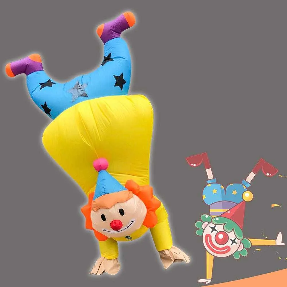 Pasen Opblaasbare Handstand Clown Ontwerp Kostuum Grappige Volwassen Kid Cosplay Blow Up Suit Party Fancy Dress Outfit Pak Q0910