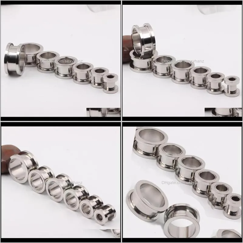 100pcs/lot mix 2-10mm cheap jewelry~stainless steel screw ear plug flesh tunnel piercing body jewelry
