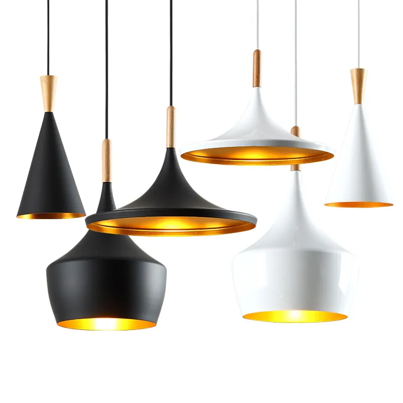 Lámparas colgantes nórdicas para iluminación del hogar comedor moderno instrumento Musical ABC lámpara colgante pantalla de aluminio de madera