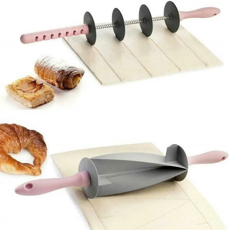 Undefined Rouleau à Pâtisserie Multi-fonction Ensemble de Pain Lame Réglable Rouleaux Rouleau Croissant Cutter 210401