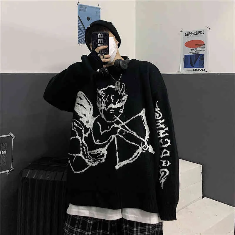 Streetwear Harajuku Oversized Knit Pullover Angel Print