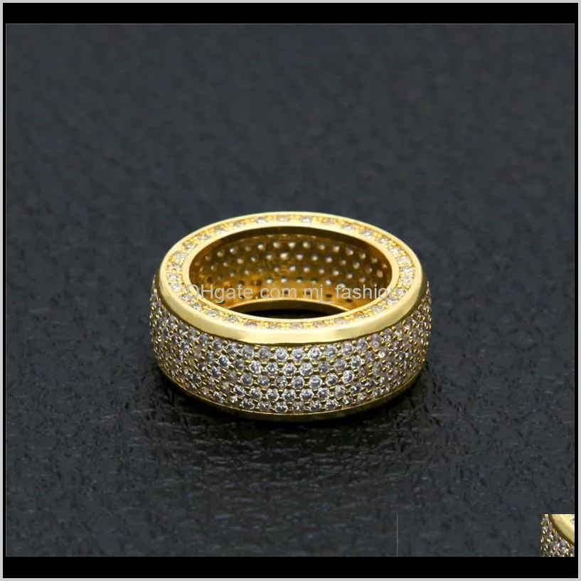 hip hop rapper rings for men 2021 zirconia mens ice new fashion hip hop golden silvery ring bling cubic shipping