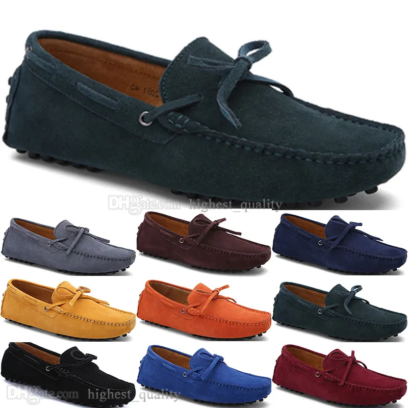 113 Yeni Moda Erkek Rahat Ayakkabılar Deri İngiliz Tarzı Bahar Çift Hakiki Bezelye Fırçalama Erkekler Drive Tembel Adam Overshoes Açık Rahat Nefes Siyah Sarı