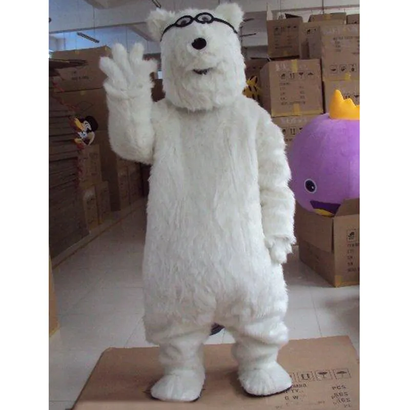 Хэллоуин белый белый белый медведь талисман костюм высокого качества настроить мультфильм аниме тема персонаж Взрослый размер рождественские карнавал необычное платье