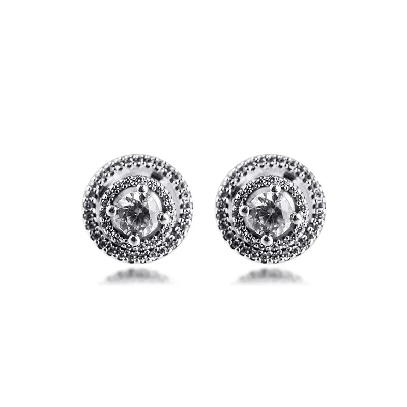 Stud Sparkling Double Earrings Original 925 Sterling Silver For Women Statement Jewelry Mother's Day Gift Brincos