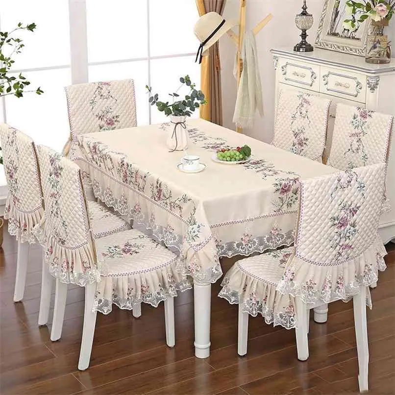 2/8/13 Pcs Rectangular Table Cloth Kitchen Chair Cover Nordic Suit For Dining Room Banquet cloth Home Decor 210626