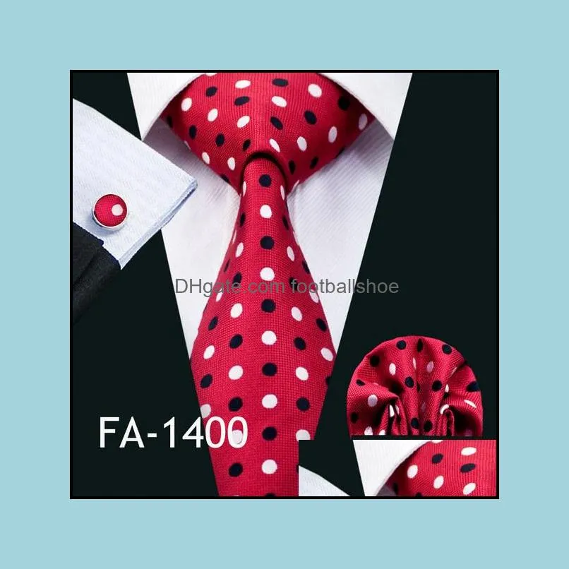 Neck Ties Barry.Wang Arrival Men`s For Men Red Set Fashion Woven Tie Hanky Cufflinks Wedding Party Business1