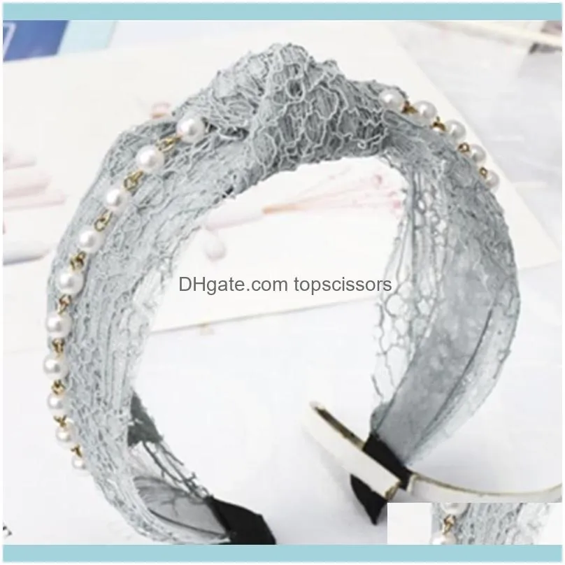 Lace Headbands Pearls For Women Hair Accessories Top Bow Knotted Hairband Toothed Solid Hoop Adults Girls Headband1