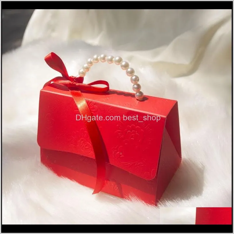 solid color candy boxes with ribbon portable small paper box red marry supplies european style 1 69kc j2
