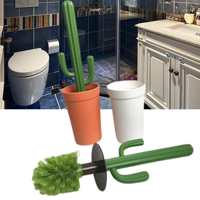 Ensemble d'accessoires de bain brosse de toilette innovante tête Dense en plastique mignon Cactus longue poignée nettoyant nettoyant pour la maison