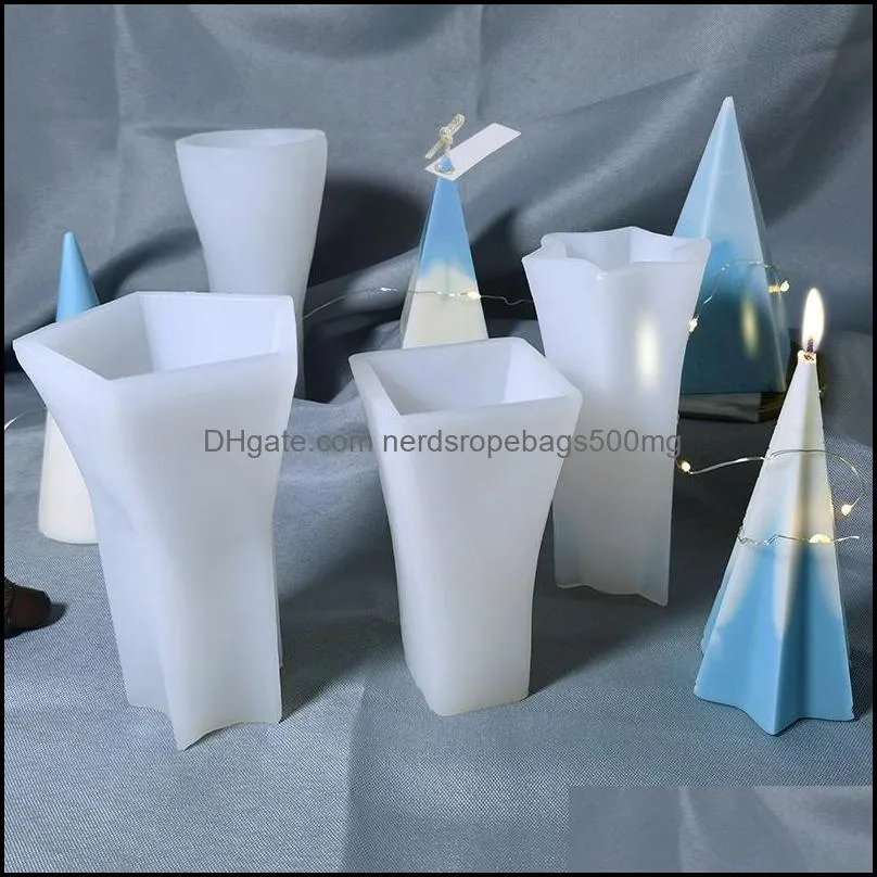 Craft Tools 3D Geometric Cone Shape Candle Mold Silicone DIY Aroma Plaster Mould Small Resin Soap Molds Xmas Home Decor