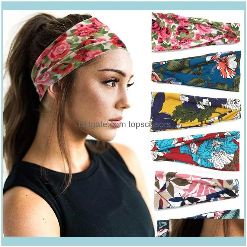 Women Soft Headbands Vintage Printed Ladies Cross Knot Elastic Hair Bands Turban Headwear Headwrap Scrunchie Accessories1