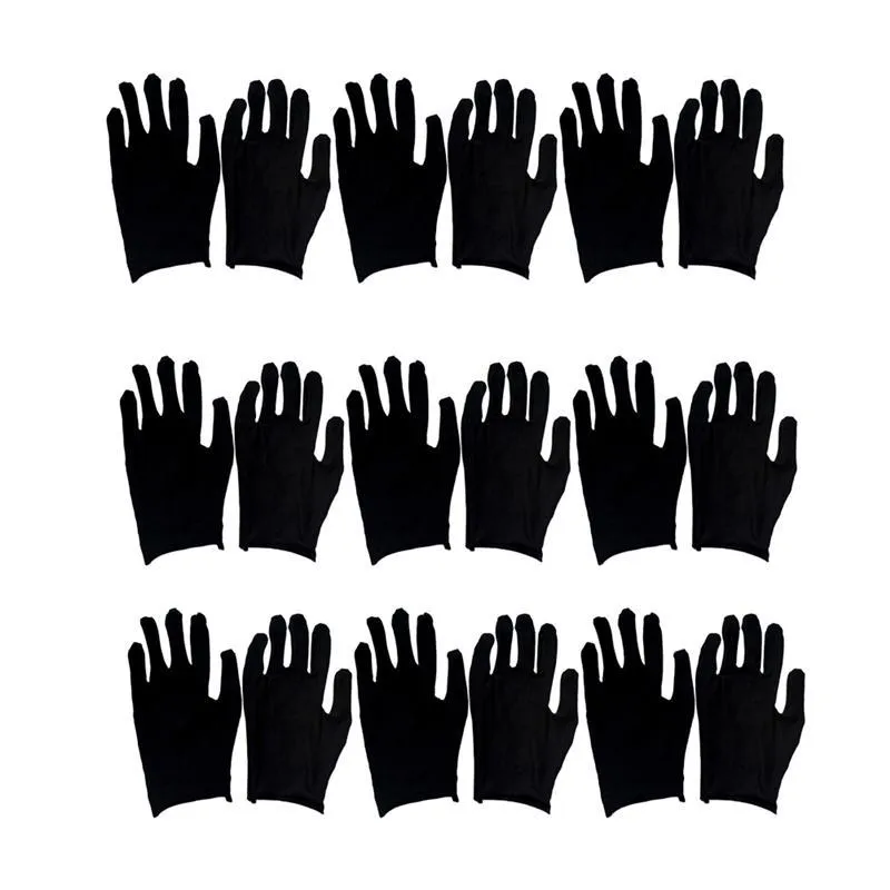12 Pairs of Cotton Labour Comfortable Working Hand Protection Gloves Black For Home Cleaning