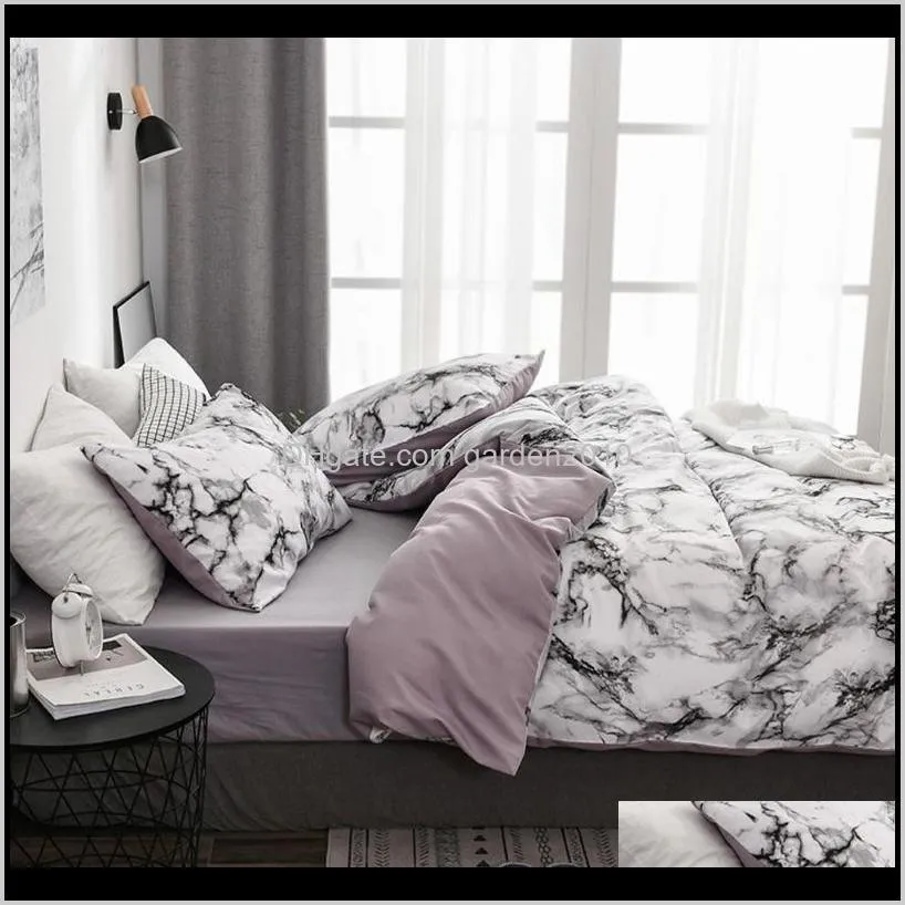 duvet cover set with pillowcases marble bedding set quilt cover men women girls soft home bedclothes single twin queen king size