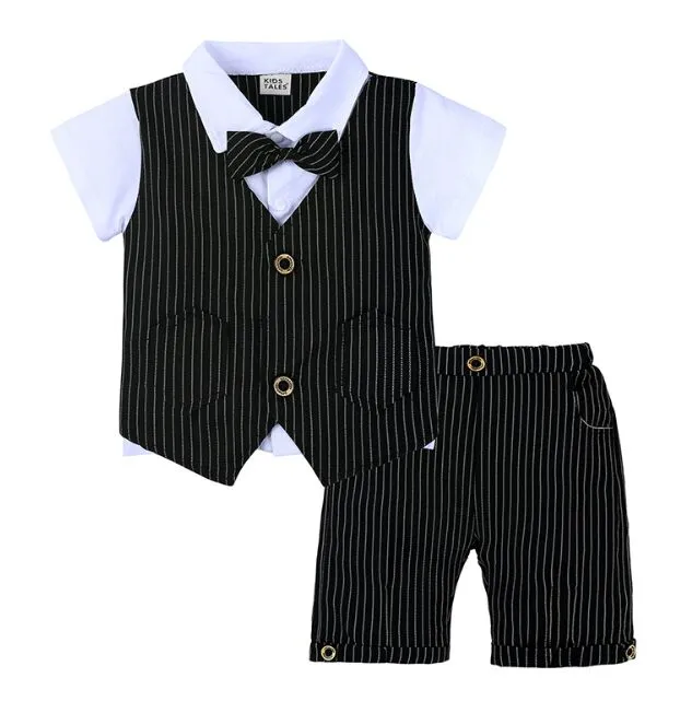 hurtowe! Summer chłopców 2pcs Sets Gentleman Suit Shirt Shirt Baby Boy Ubrania dla dzieci projektanta dziecięce Zestaw odzieży FIT 9M-4T