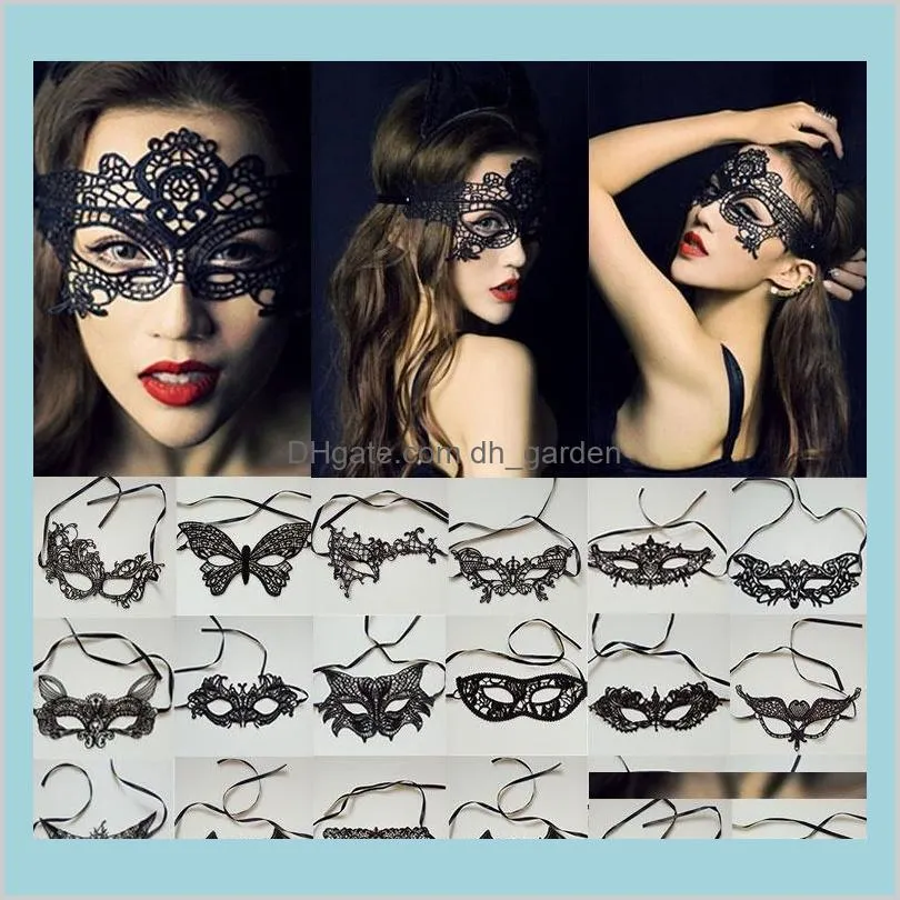 Masks Festive Supplies Home Garden Women Sexy Lady Lace Eye Mask For Party Halloween Venetian Masquerade Event Mardi Gras Dress Costum