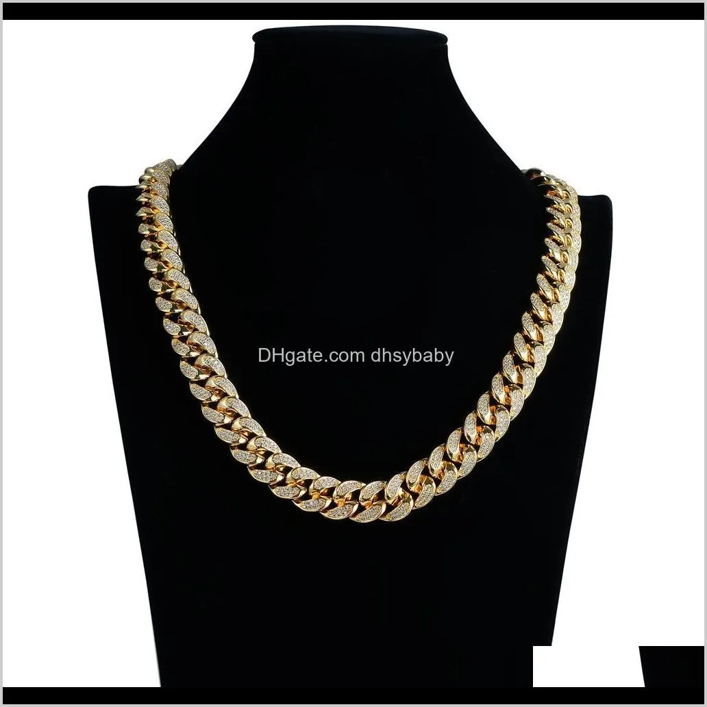 18mm cuban link chain luxury men diamond necklace hip hop bling chains jewelry men designer iced out gold rapper statement necklaces