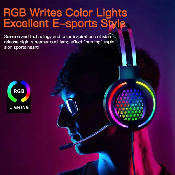 Leuchtende Kopfhörer 4D Stereo Wired Gaming Headset 7.1 Surround Sound Kopfhörer USB Mikrofon Atmen RGB Licht Für PC Gamer Kopfhörer G12