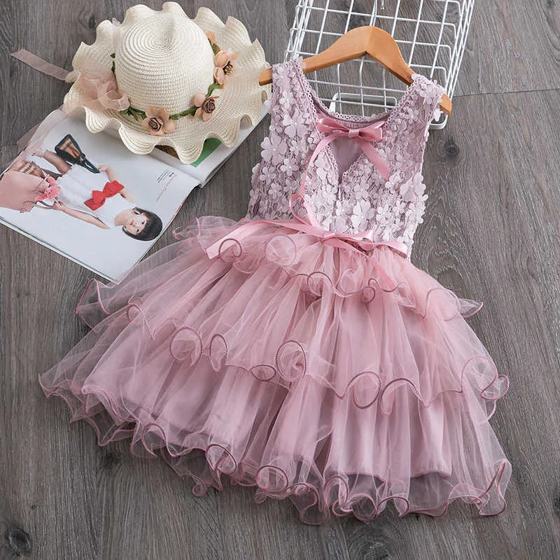 Flower Girls Dress Toddler Girl Princess Tutu Cake Smash Clothes Children Party Casual Wear Baby Summer Q0716