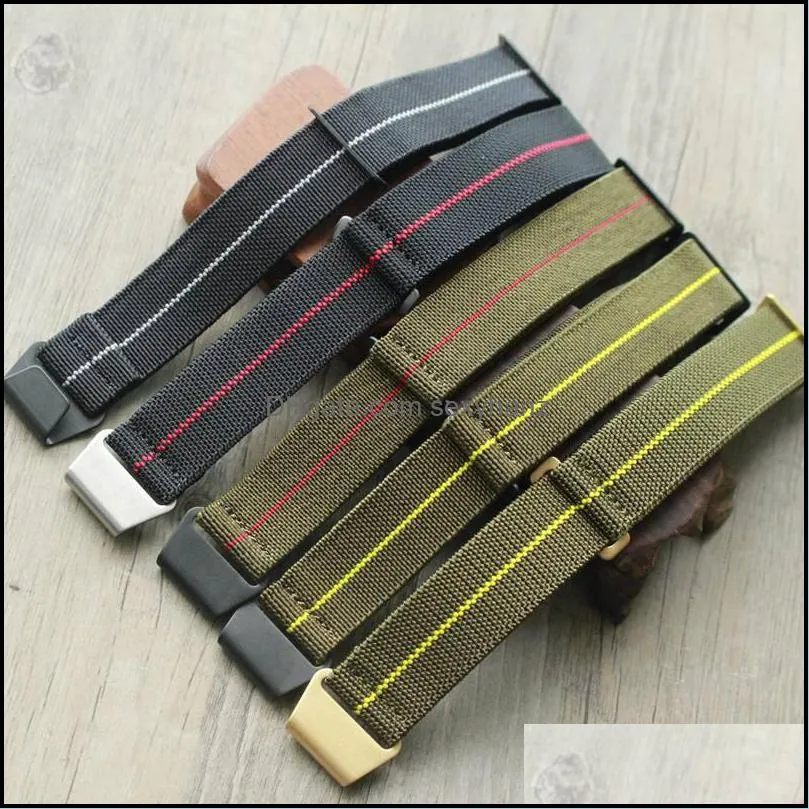 2021 TOTOTY high quality fine woven 60`s French army bands parachute bag 22MM 20MN elastic quick-drying male retro nylon Nato strap