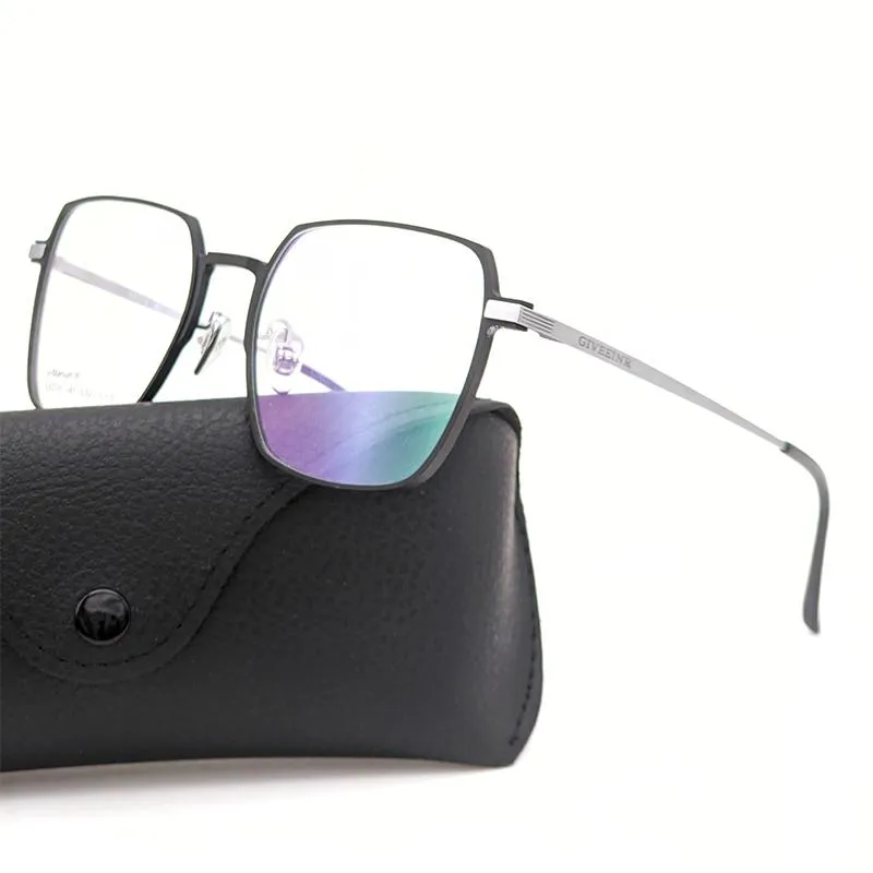 Lunettes de soleil mode cadres rétro carré titane pur monture de lunettes pour hommes et femmes grandes lunettes en aluminium de Prescription