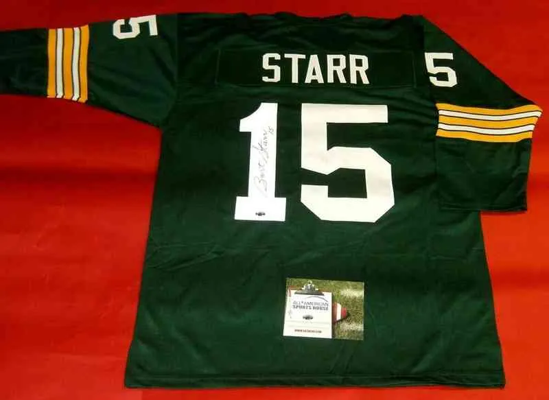 Custom Football Jersey Men Youth Women Vintage 15 BART STARR 3/4 SLEEVE Rare High School Size S-6XL or any name and number jerseys