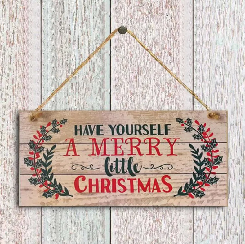 Christmas New Year Door Hanging Sign Wooden Xmas Tree Ornament Home Pendant Decorations Party Supplies DH8860