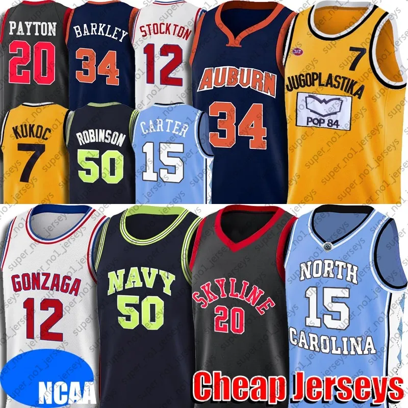 NCAA Vince 15 Maglia Carter North Carolina David Navy Robinson Maglie Gary Payton Skyline John Gonzaga Stockton Maglie Toni Kukoc Ray Jimmer Allen Fredette Bird