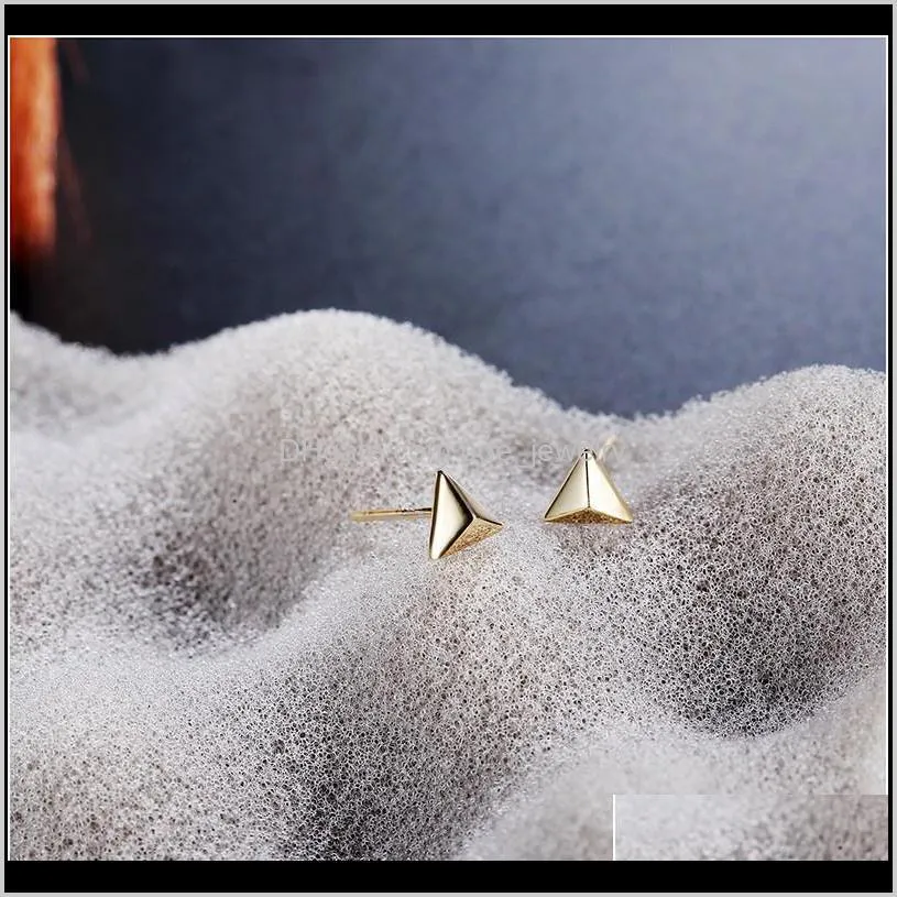 new fashion 925 sterling silver stud earring triangle piercing earring jewelry bijoux en argent 925 women mini ear stud jewelry