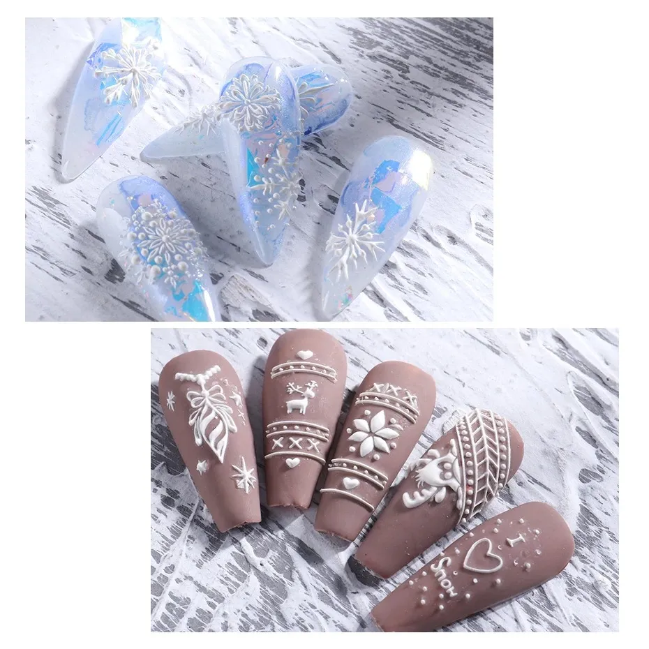 White Snowflakes Nail Stickers Winter Decor Baubles Stars Nail Sliders  Heart Deer New Year Decoration 2023 Manicure Wraps NLF896 - AliExpress