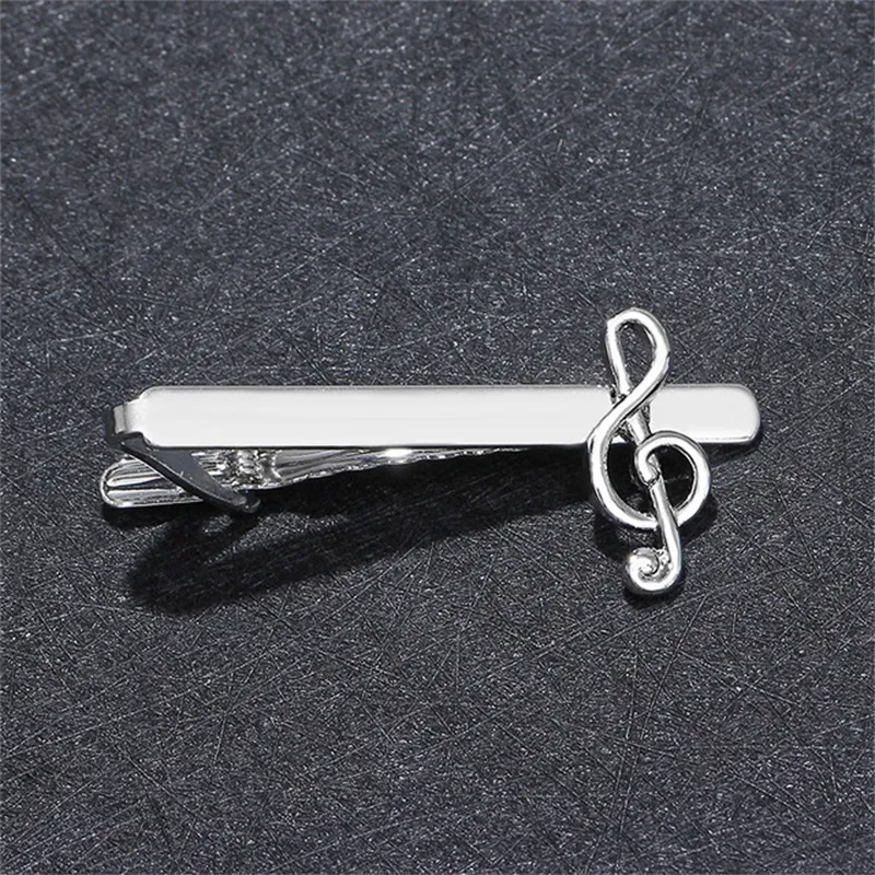 Metal серебряный музыкальный зажим для мужчин для мужчин свадебные галстуки покер зажима зажима джентльмен галстук бар хрустальный галстук для мужчин подарок AEAGG EO9Z3 981 Q2
