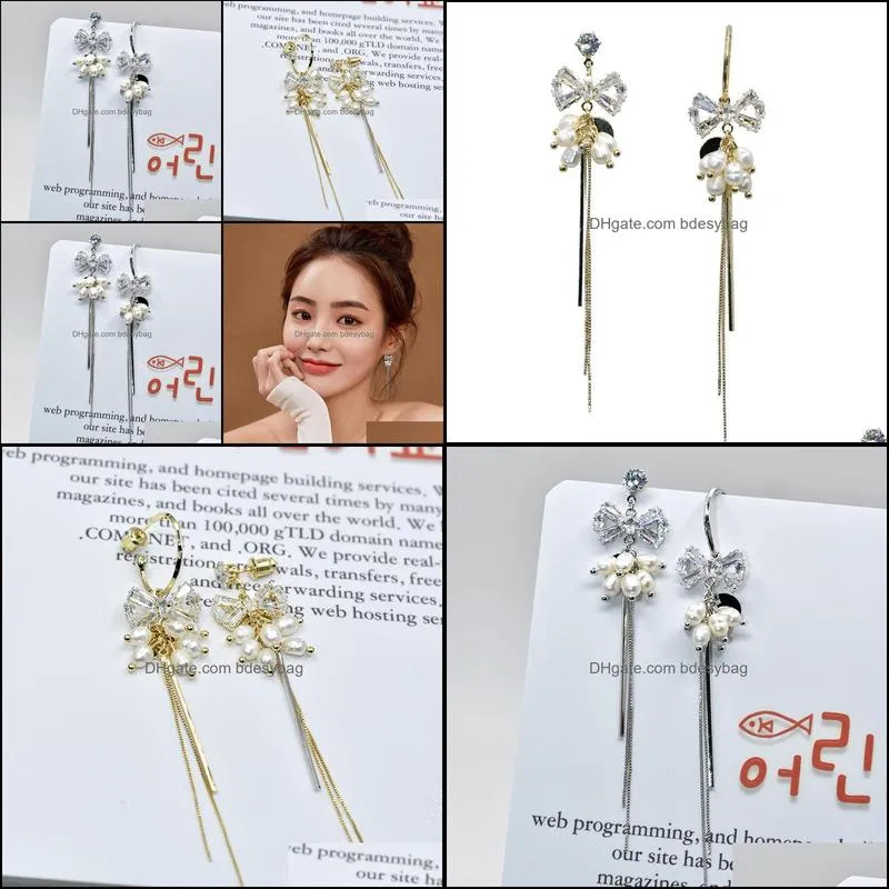 Stud Earrings Female Pearl Temperament Long Face Thin Asymmetric Ear Accessoriesaretes Boucle D`oreille