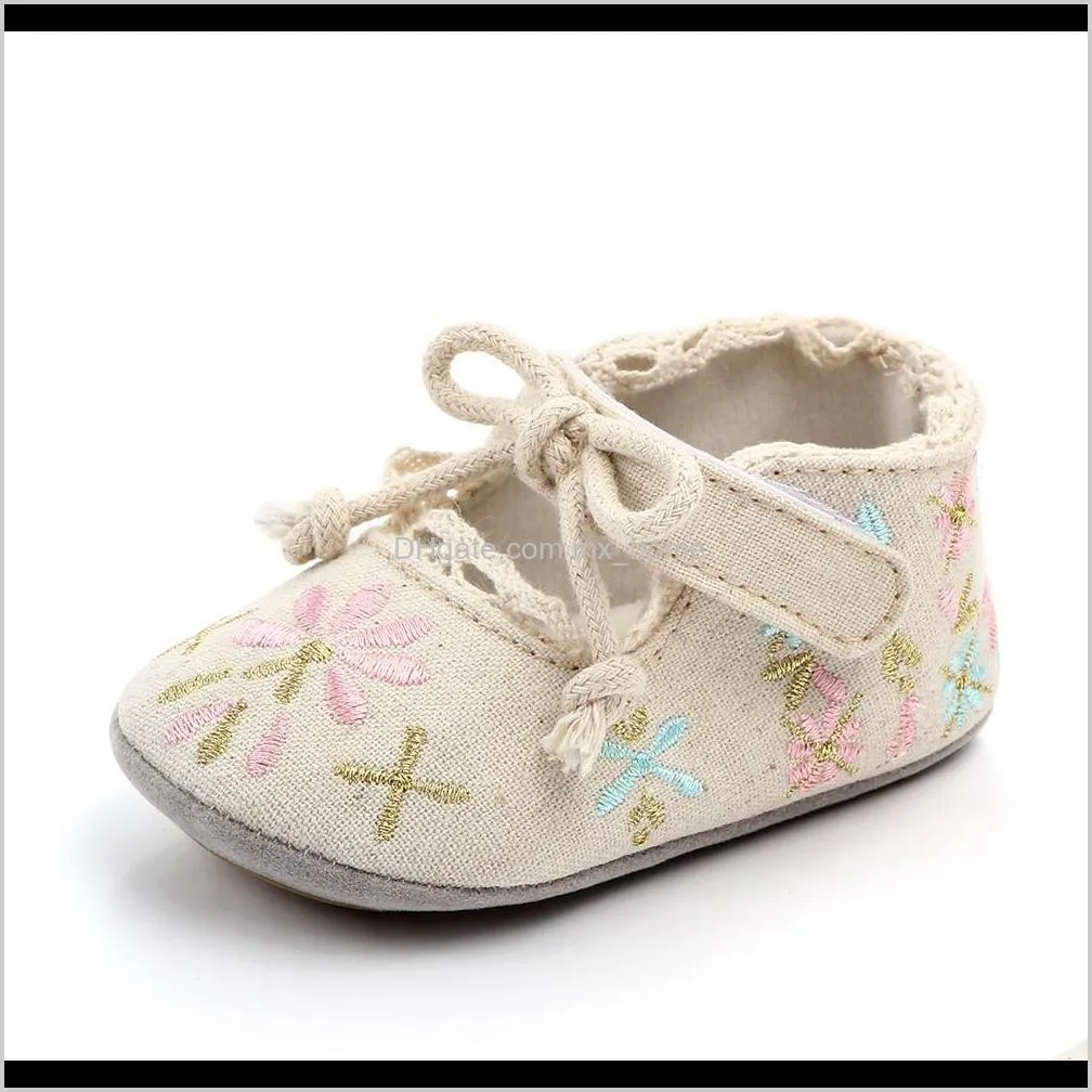 spring summer baby girl toddler shoes newborn embroidery flower princess shoes pu non-slip soft-soled the first walker