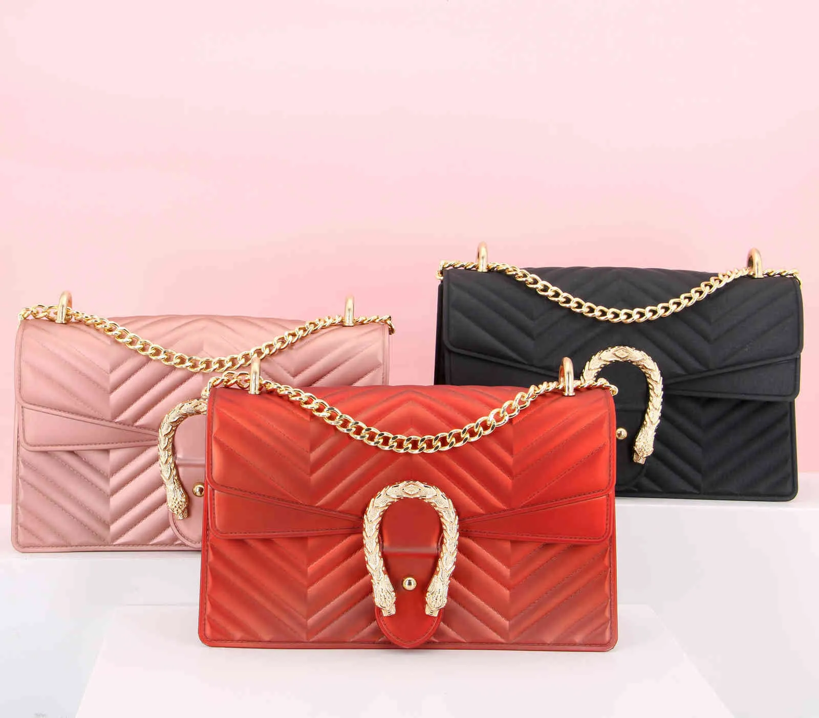 Winter Fashion Women's Bag Solid Color Jelly Chain