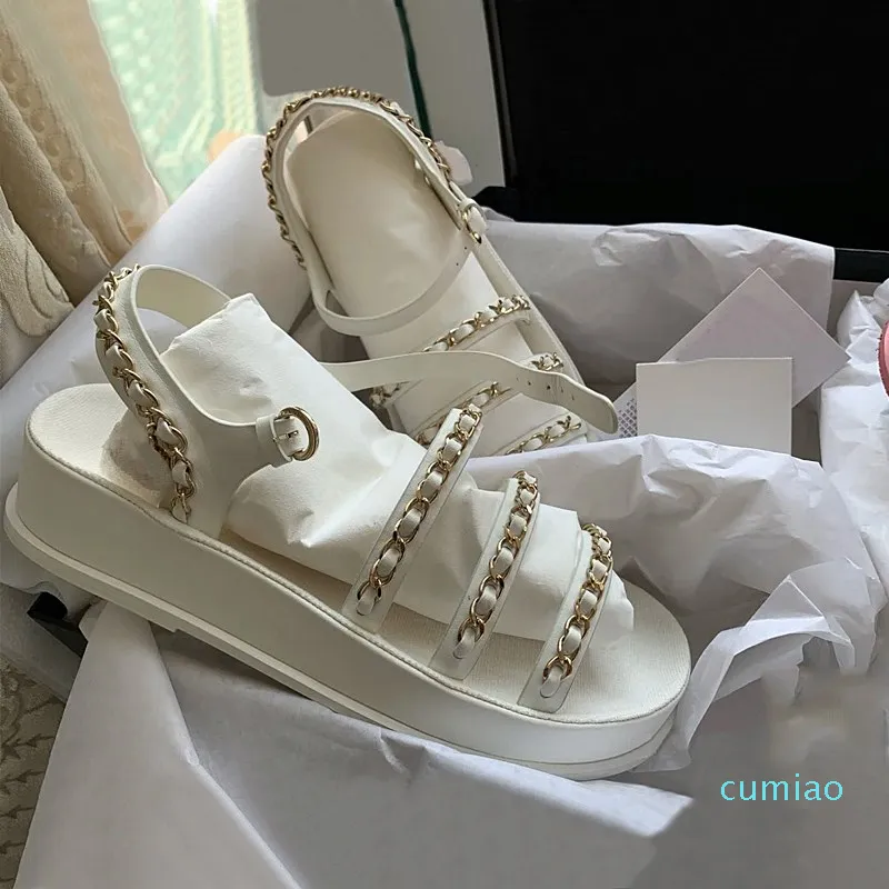 Sandal Dames One-Word Riem Peep-Teen Platform 2021 Summer Beach Shoes